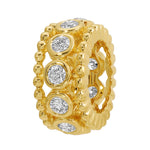 14KT Gold Diamond Ball Detail Bezel Set Bead