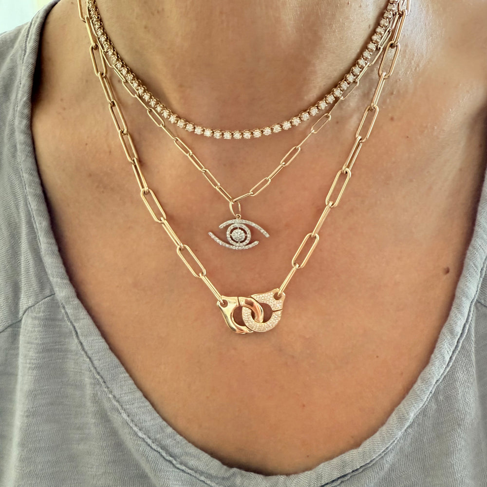 14KT Gold Diamond Handcuff  Necklace