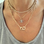 14KT Gold Diamond Handcuff  Necklace
