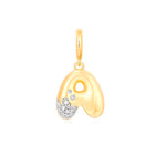 14KT Gold Diamond Puffy Initial Pendant Charm