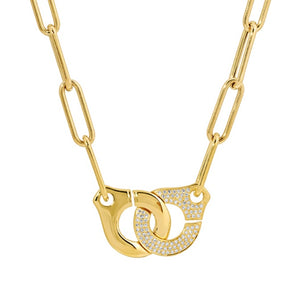 14KT Gold Diamond Handcuff  Necklace