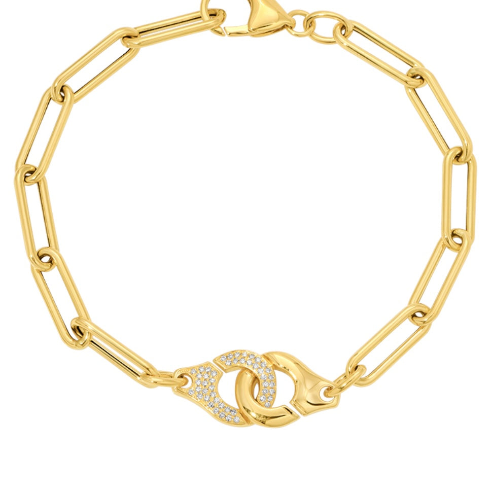 14KT Gold Diamond Handcuff Bracelet