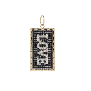 14KT Gold Diamond Love Dogtag Charm Pendant