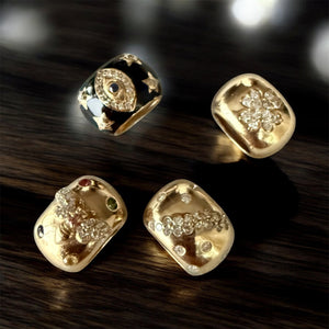 14KT Gold Diamond Enamel Evil Eye Bead