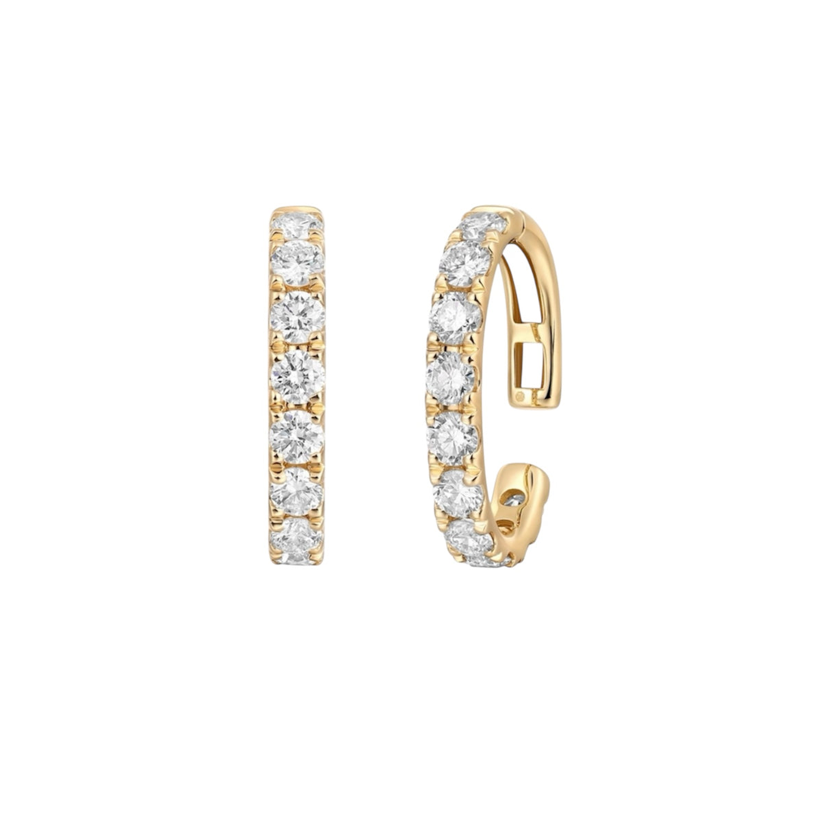 14KT Gold Full Cut Diamond Ear Cuff Earrings