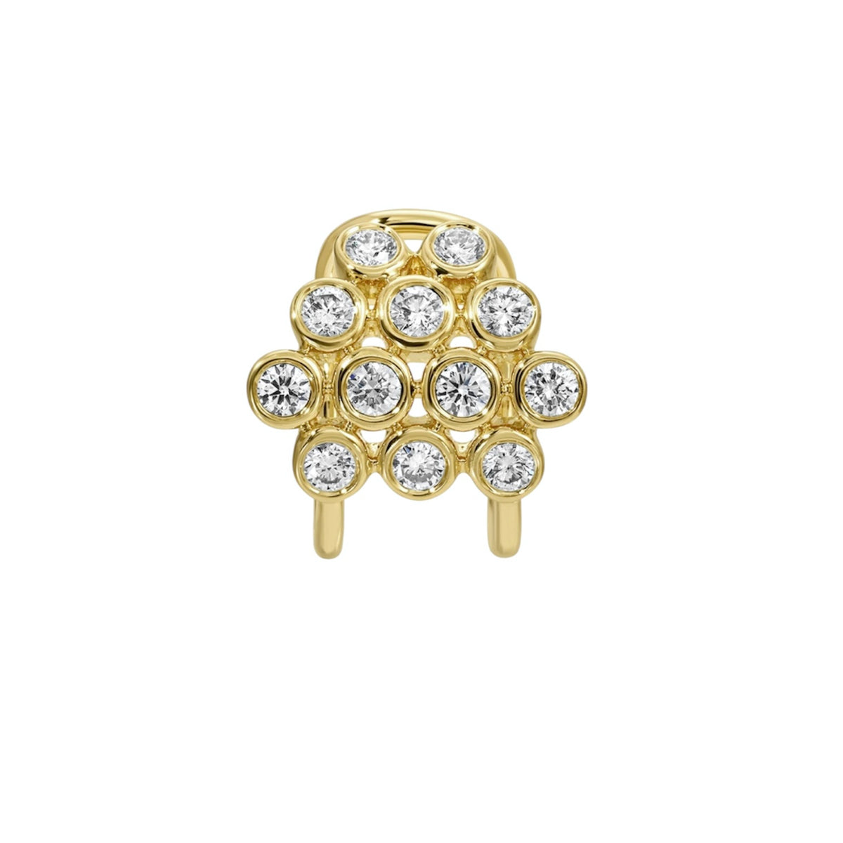 14KT Gold Diamond Bubble Cuff Earrings