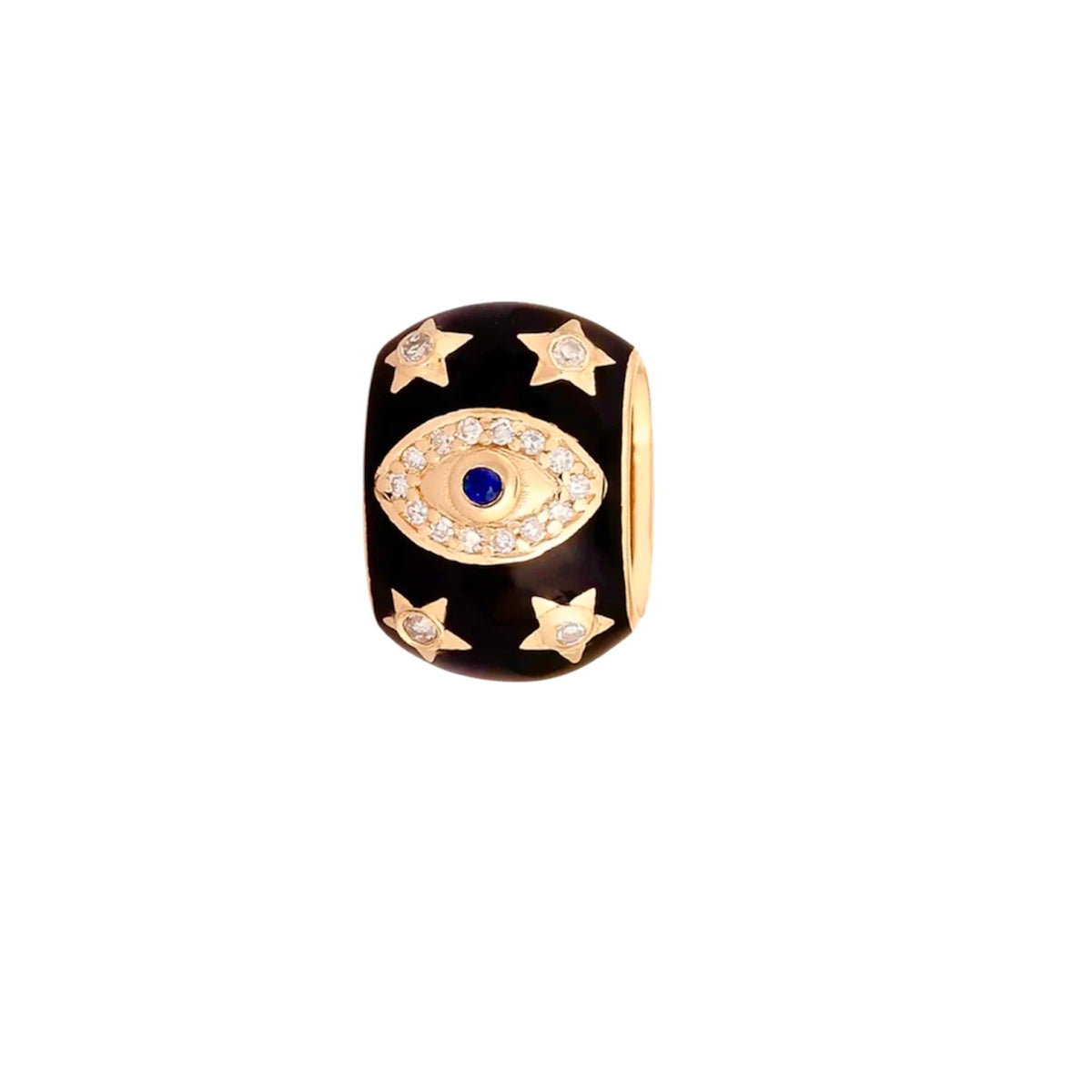 14KT Gold Diamond Enamel Evil Eye Bead