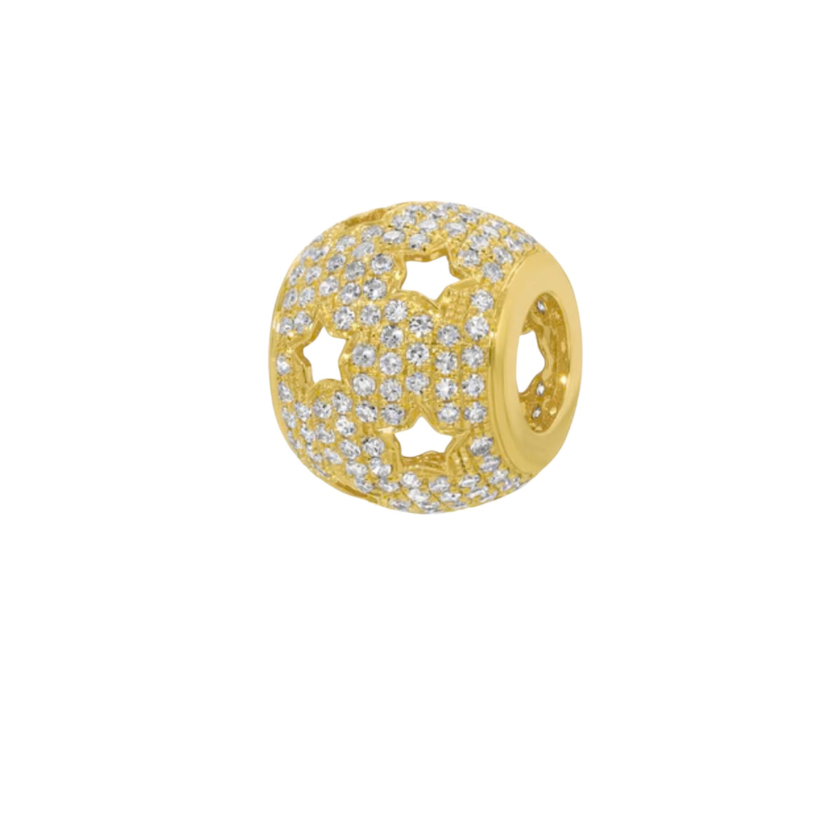 14KT Gold Diamond Large Stars Bead