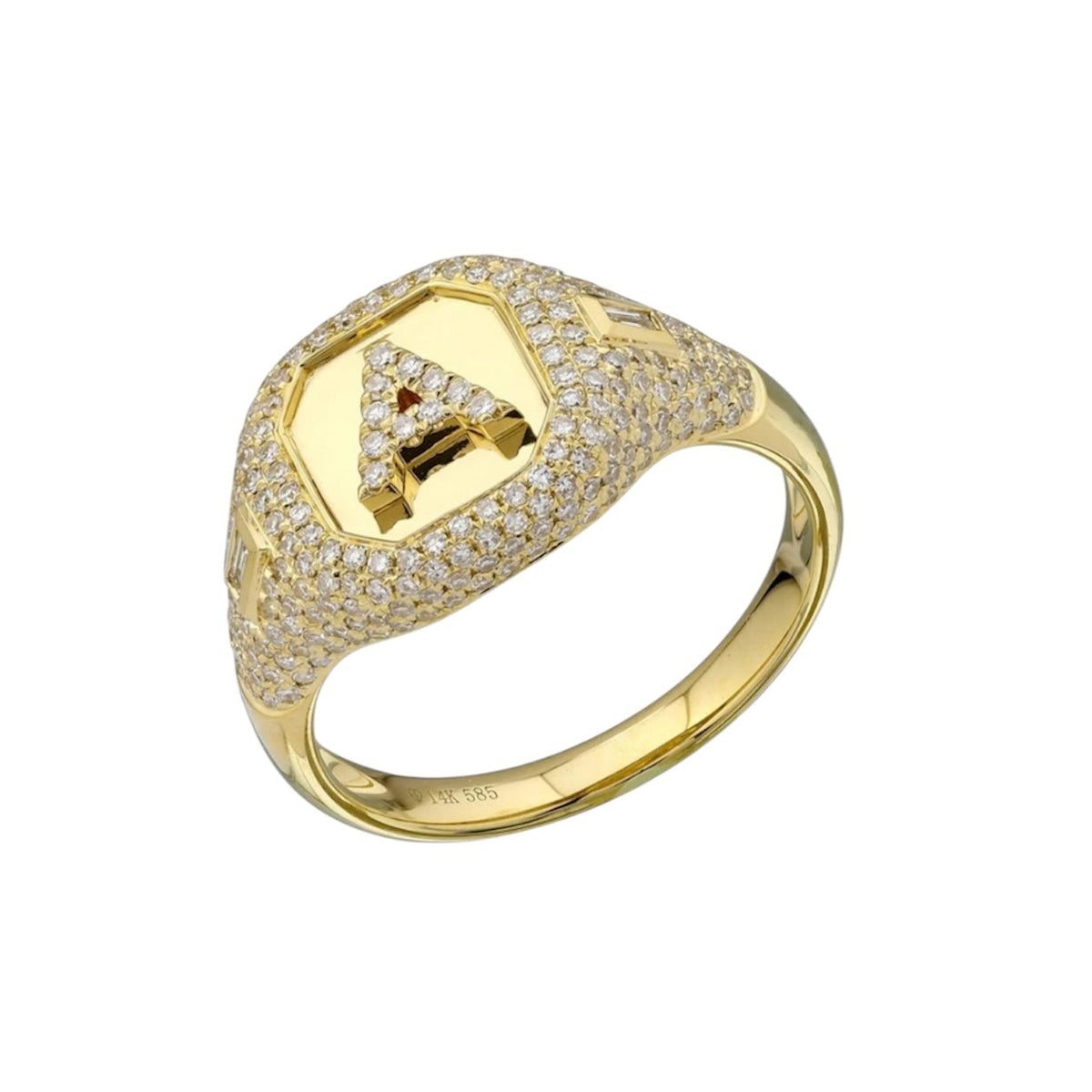14KT Gold Diamond Bespoke Initial Cushion Ring