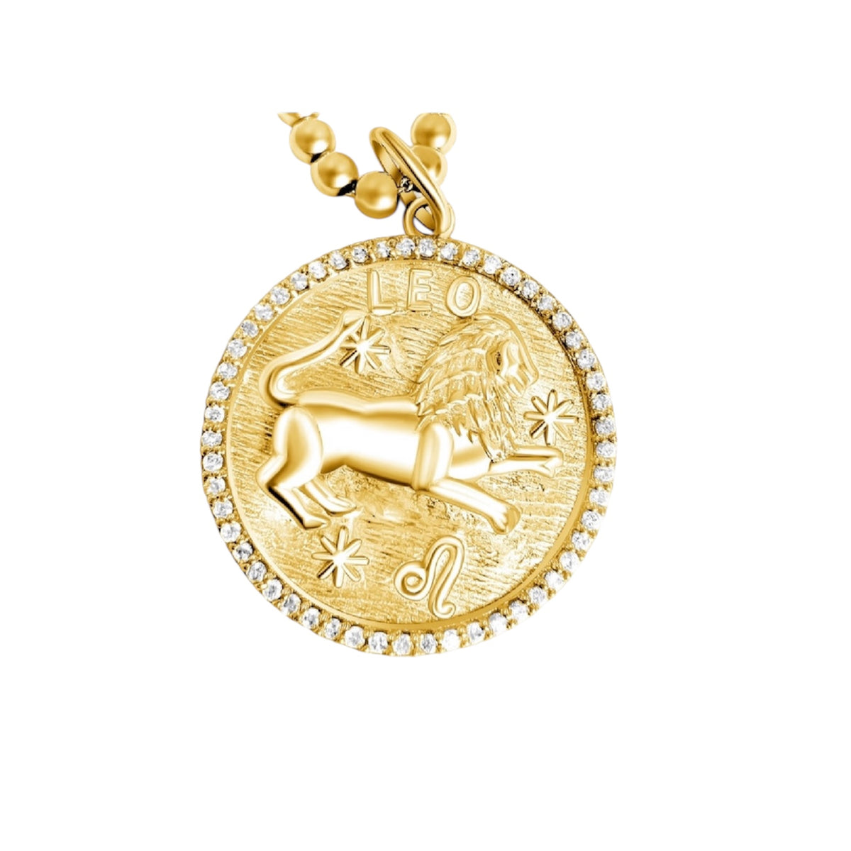 14KT Gold Diamond Bespoke Zodiac Disk Pendant Charm