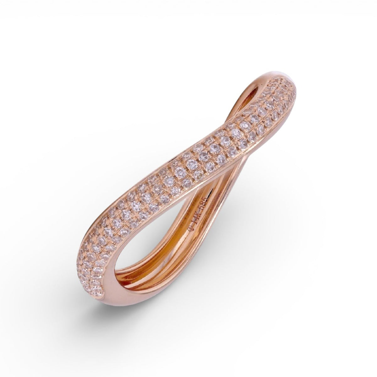 14KT Gold Diamond Wave Ring Small