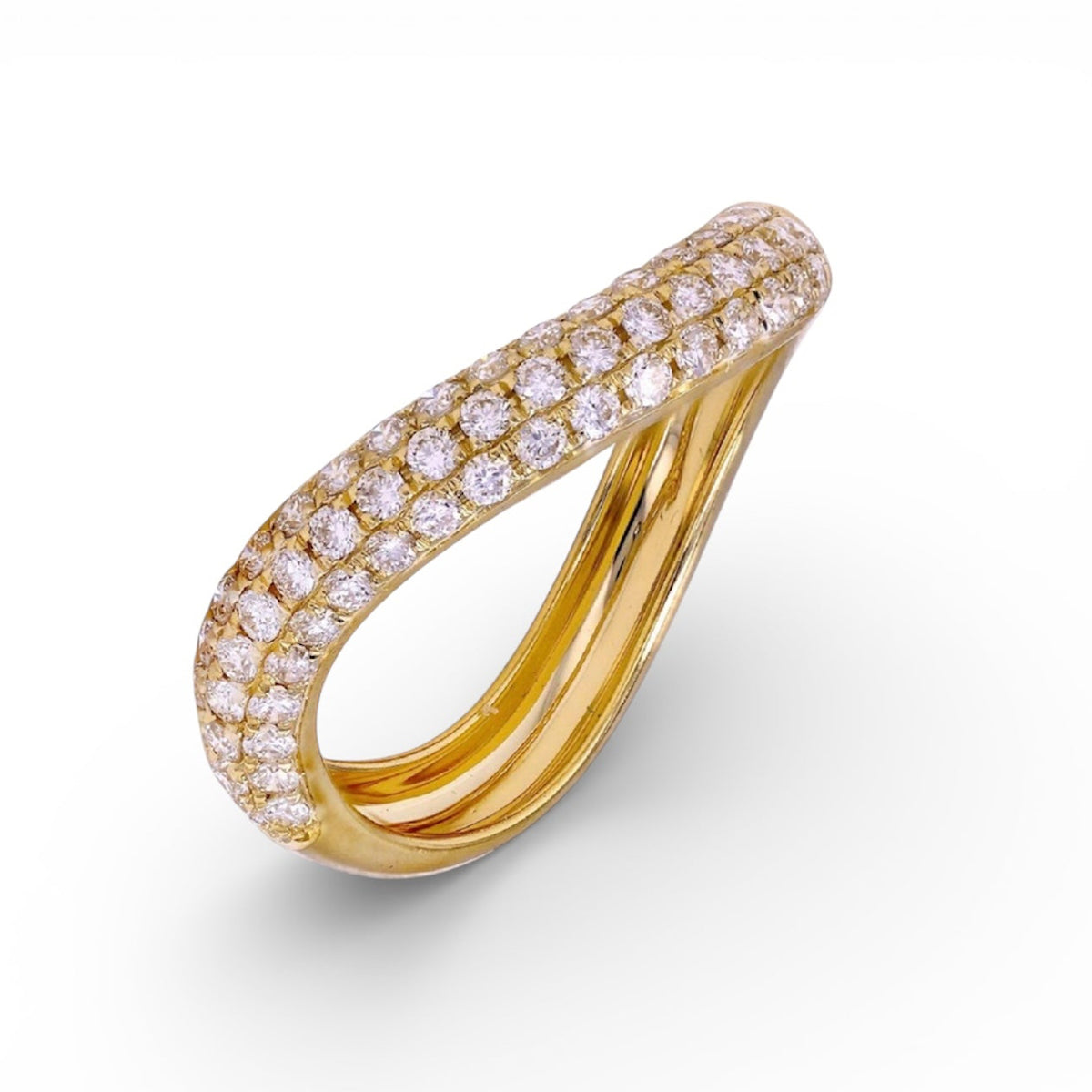 14KT Gold Diamond Wave Ring Large