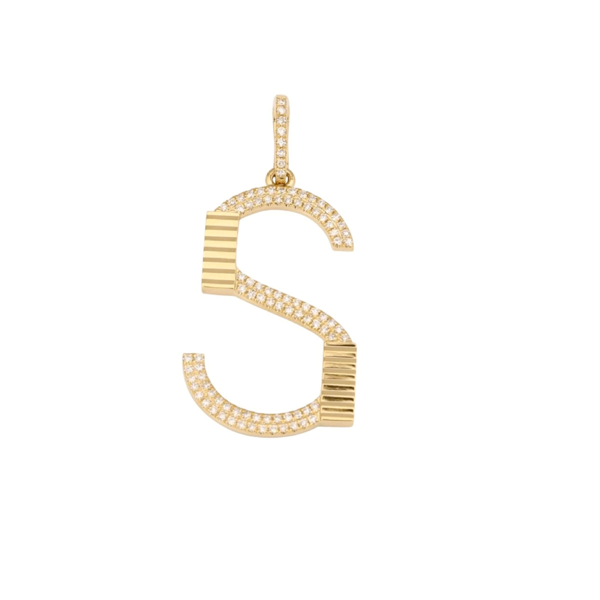 14KT Gold Diamond Chrisy Large Initial Pendant Charm
