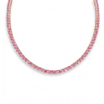 14KT Gold Pink Sapphire Signature Tennis Necklace