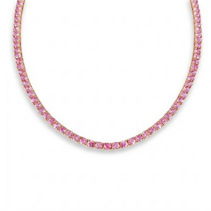 14KT Gold Pink Sapphire Signature Tennis Necklace – Dilara Saatci