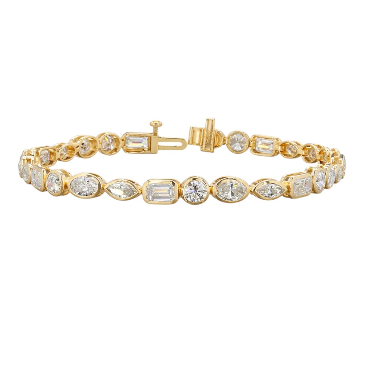 14KT Gold 9ct Multi Shape Lab Diamond Tennis Bracelet