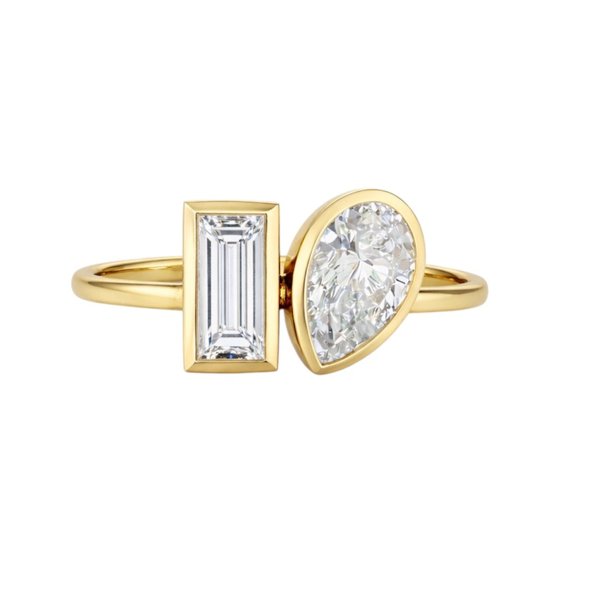 14KT Gold 2ct Lab Diamond Toi Et Moi Pinky Ring