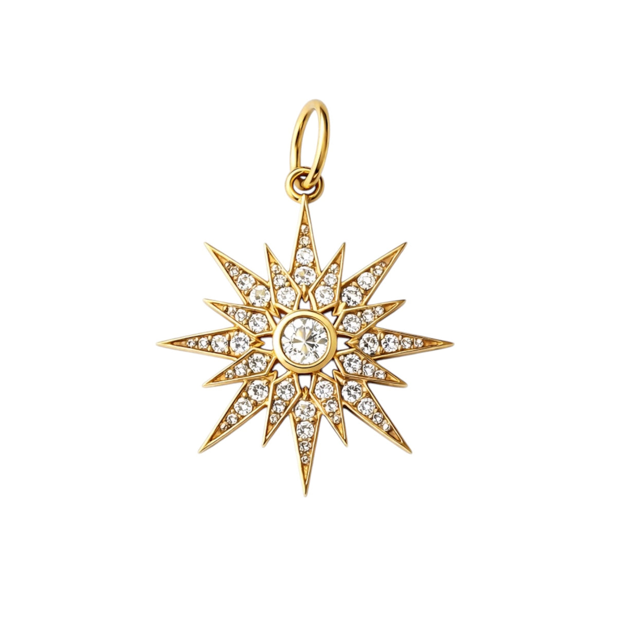 14KT Gold Diamond Stellar Star Pendant Charm