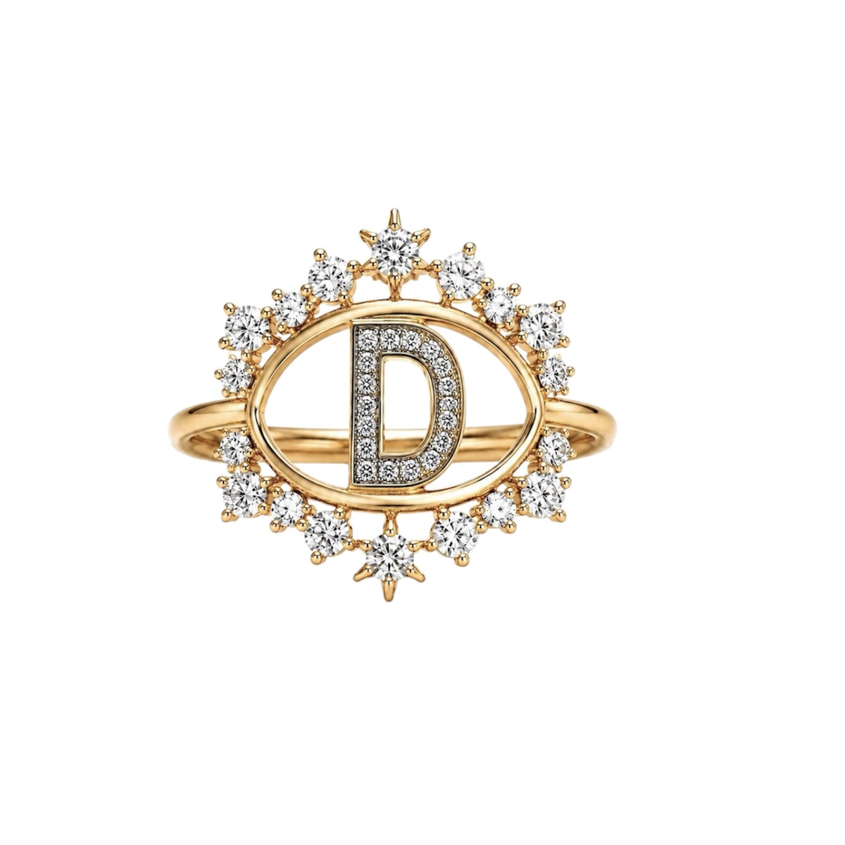 14KT Gold Diamond Starry Evil Eye Bespoke Initial Ring
