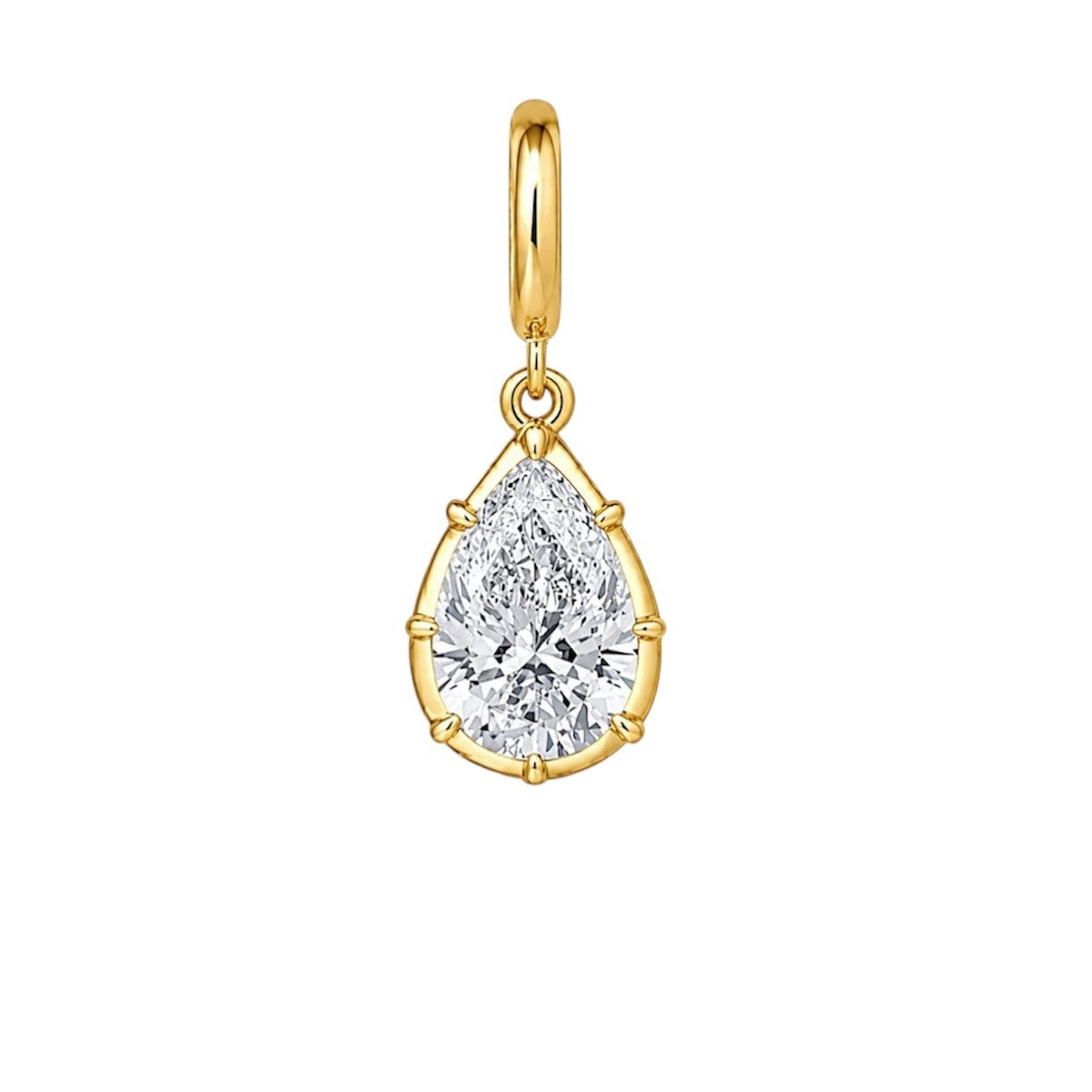 14KT Gold 2/3ct Pear Lab Diamond Georgian Pendant Charm
