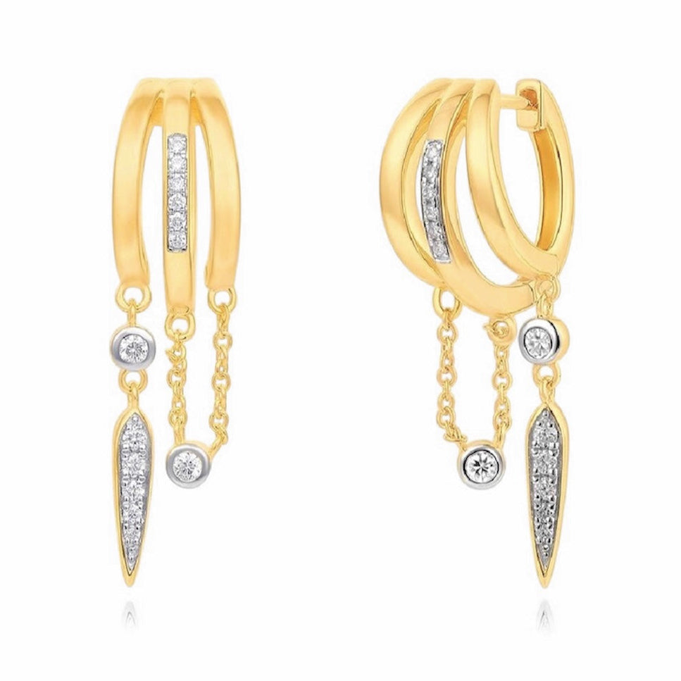 14KT Gold Diamond Avril Cage Huggie Earrings