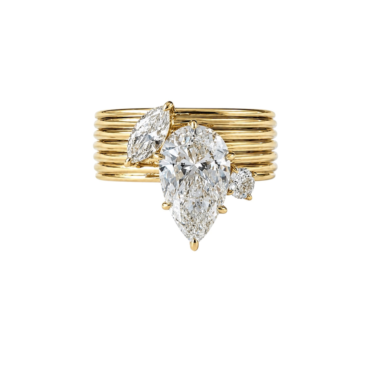 14KT Gold 2.75ct Multi Cut Lab Diamond Ring