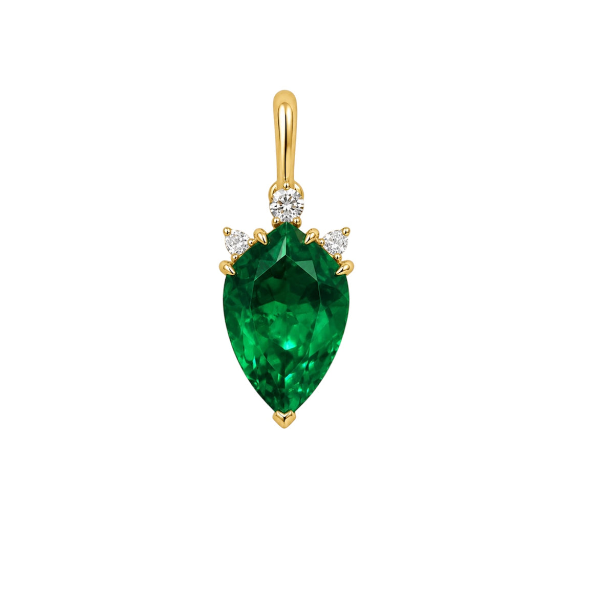 14KT Gold Kite Cut Lab Emerald Diamond Bespoke Charm Pendant