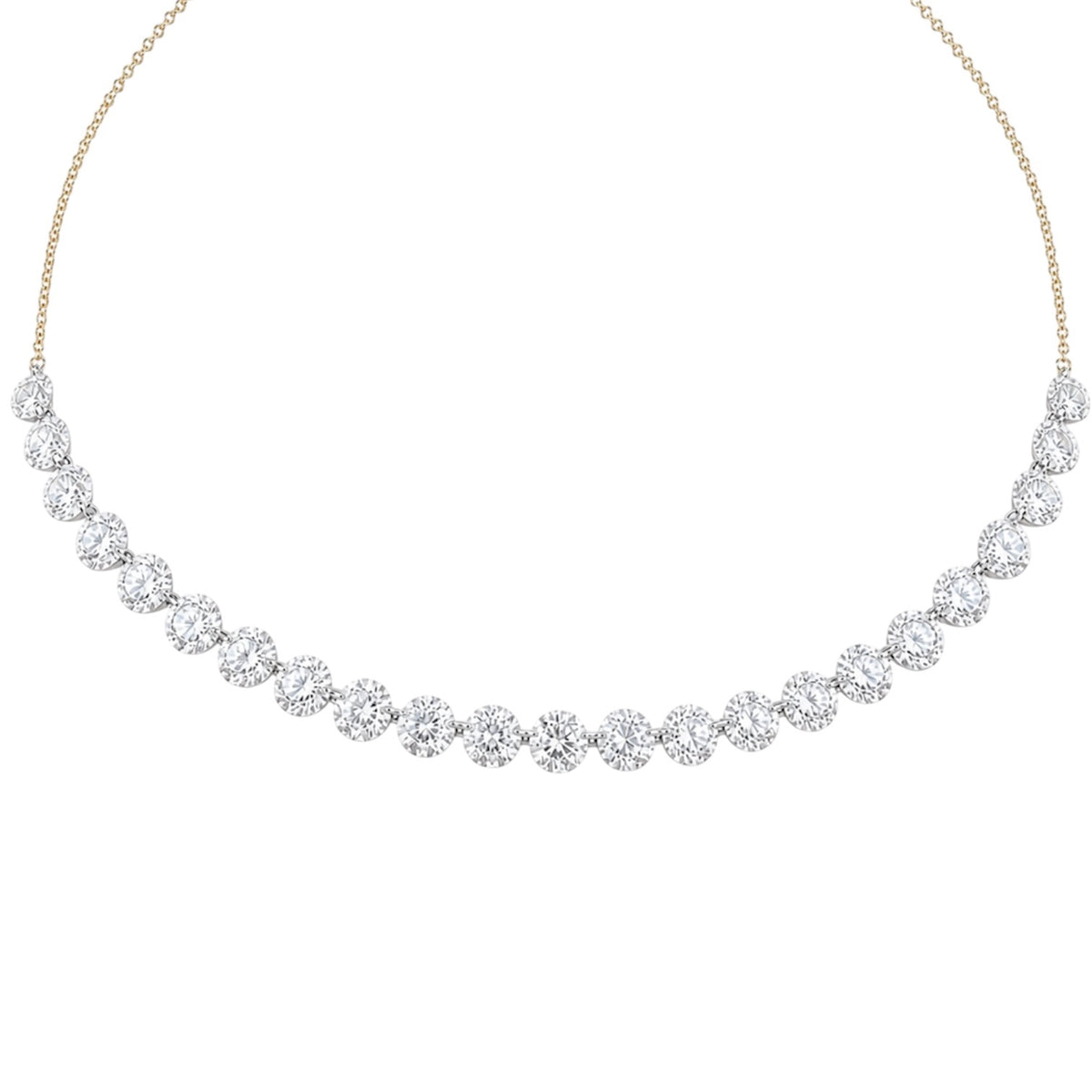 14KT Gold 8ct Floating Drilled Lab Diamond Statement Necklace