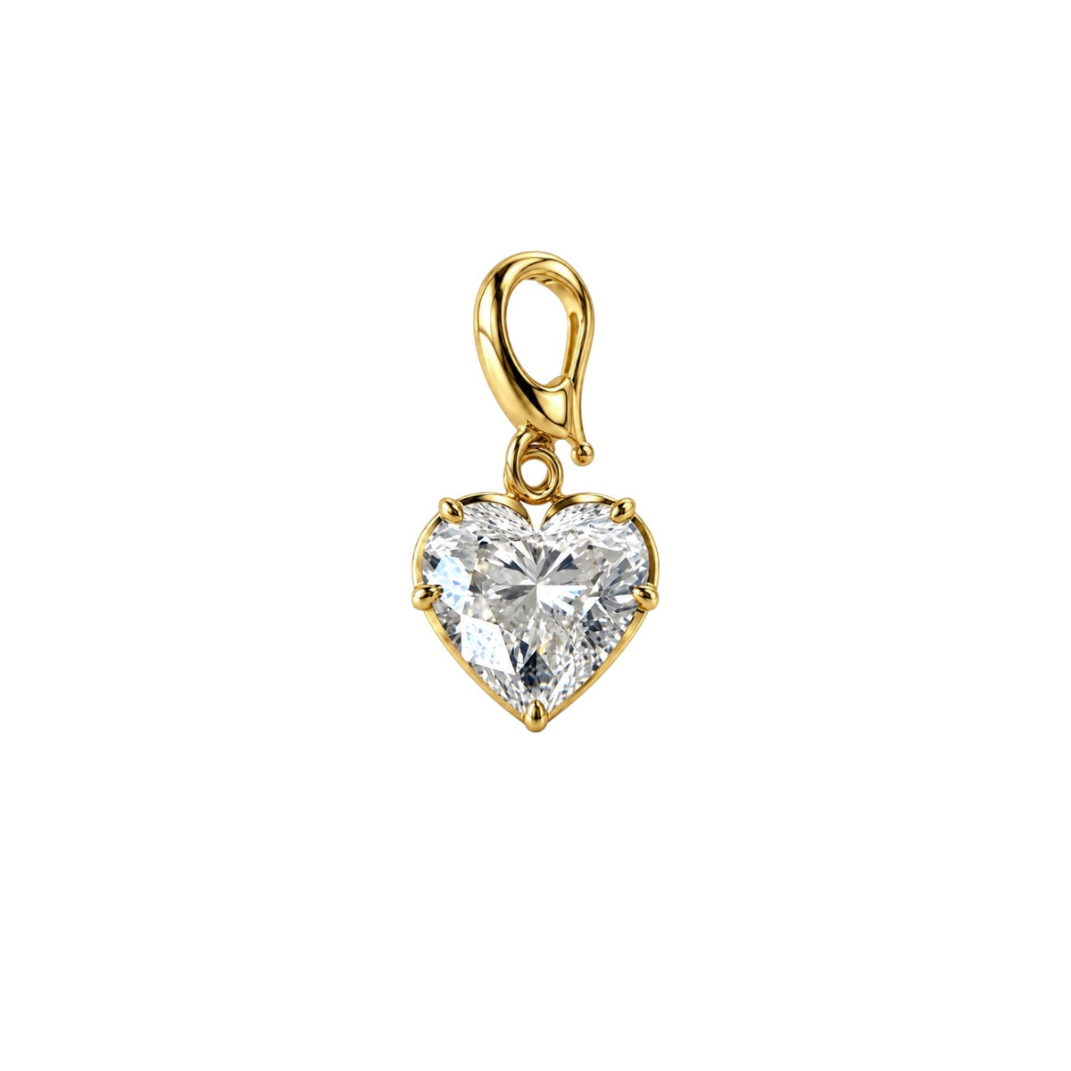 14KT Gold 2ct Heart Lab Diamond Georgian Pendant Charm