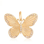 14KT Gold Diamond Large Butterfly Pendant Charm