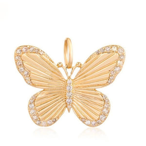 14KT Gold Diamond Large Butterfly Pendant Charm