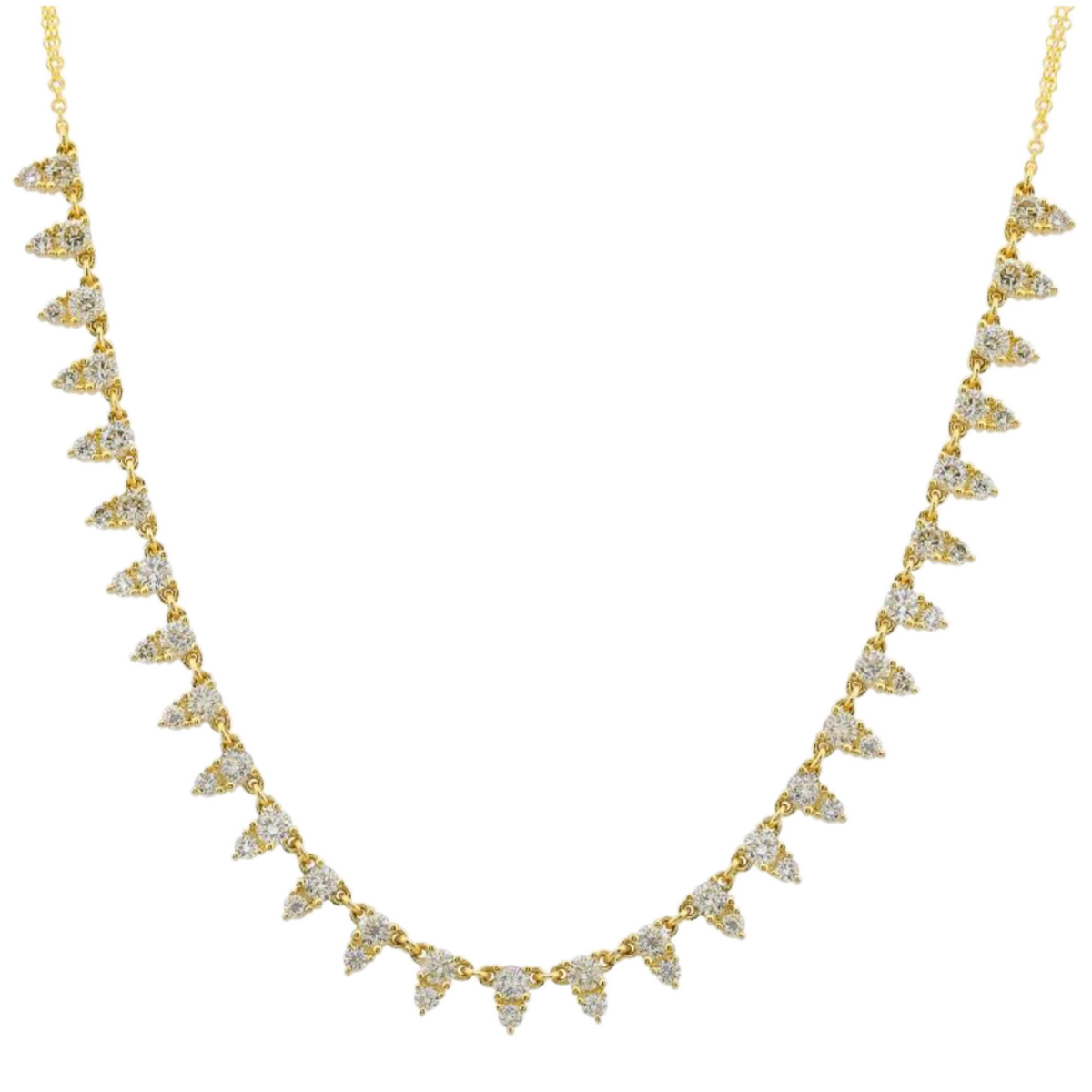 14KT Gold Diamond Cluster Pear Drop Necklace