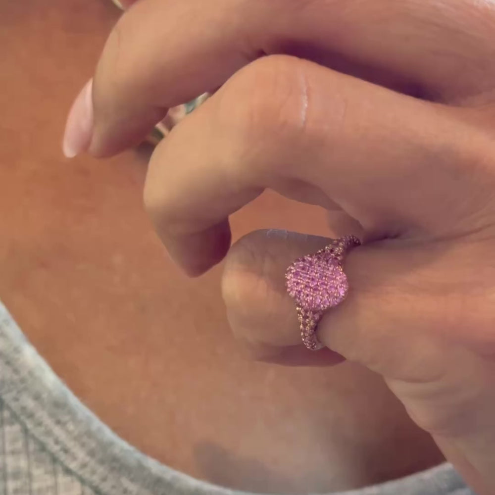 
                
                    Load and play video in Gallery viewer, 14KT Gold Pink Sapphires Signet Pinky Ring
                
            