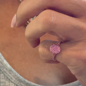 
                
                    Load and play video in Gallery viewer, 14KT Gold Pink Sapphires Signet Pinky Ring
                
            