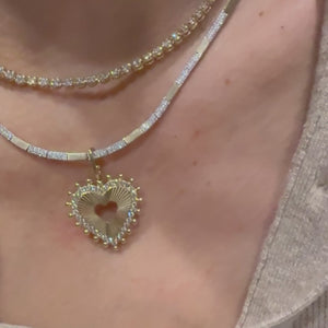 
                
                    Load and play video in Gallery viewer, 14KT Gold Diamond Fluted Spike Heart Pendant Charm
                
            