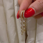 14KT Gold Pear Cut Diamonds on Chain Goddess  Huggie Earring