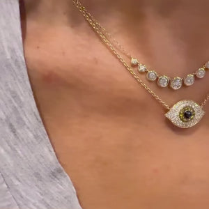 
                
                    Load and play video in Gallery viewer, 14KT Gold Illusion Nine Stone Necklace
                
            