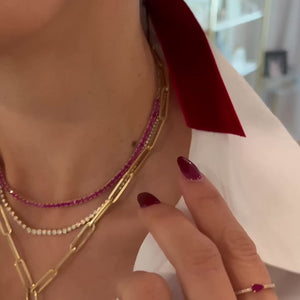 
                
                    Load and play video in Gallery viewer, 14KT Gold Ruby Tennis Necklace
                
            
