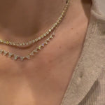 14KT Gold Graduating Diamond Triangle Drop Necklace