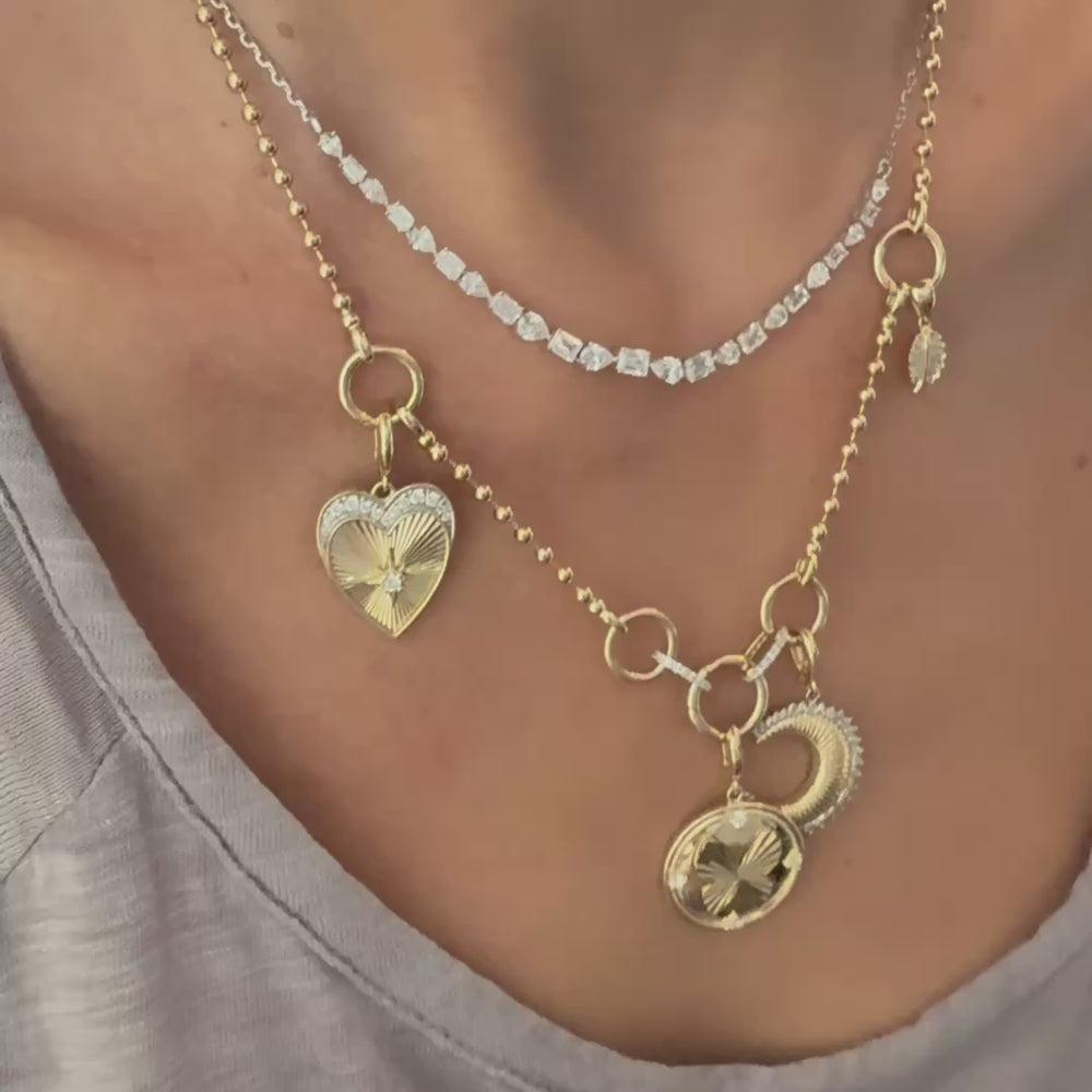 
                
                    Load and play video in Gallery viewer, 14KT Gold Diamond Felicity Ball Chain Charm Chain
                
            