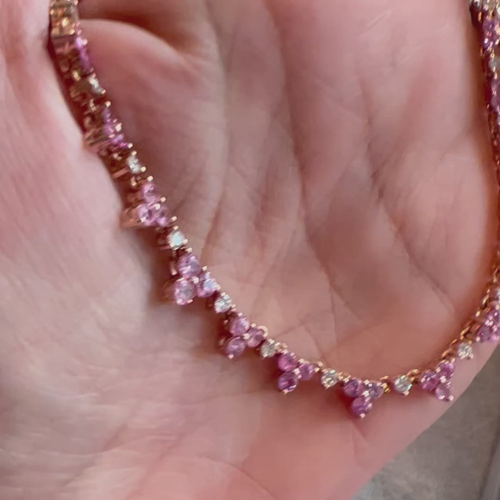 
                
                    Load and play video in Gallery viewer, 14KT Gold Pink Sapphire and Diamond Arianna Necklace
                
            