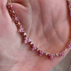 
                
                    Load and play video in Gallery viewer, 14KT Gold Pink Sapphire and Diamond Arianna Necklace
                
            