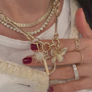 
                
                    Load and play video in Gallery viewer, 14KT Gold Diamond Large Butterfly Pendant Charm
                
            