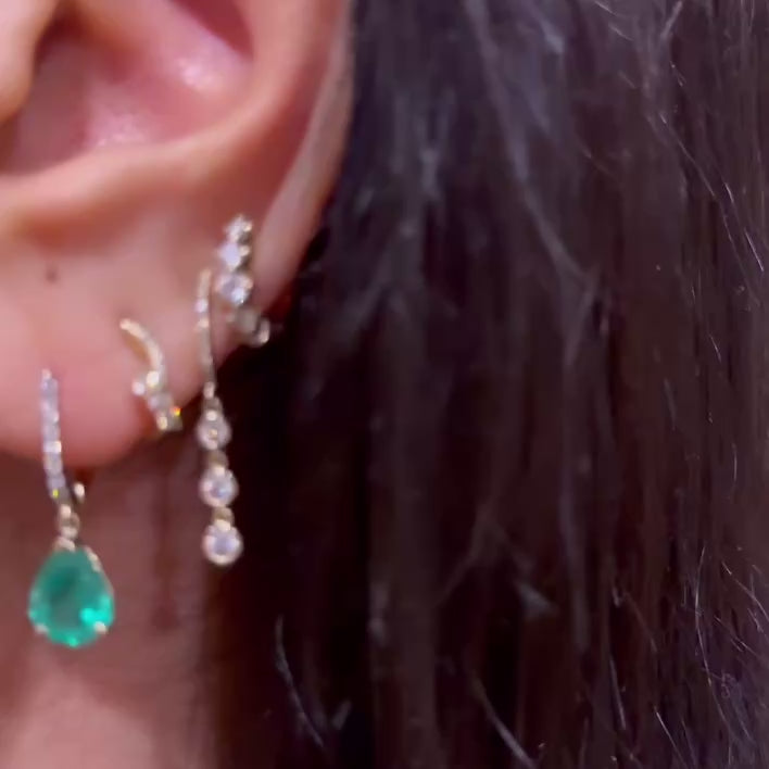 14KT Gold Bezel Set Diamond Annette Drop Huggie Earrings