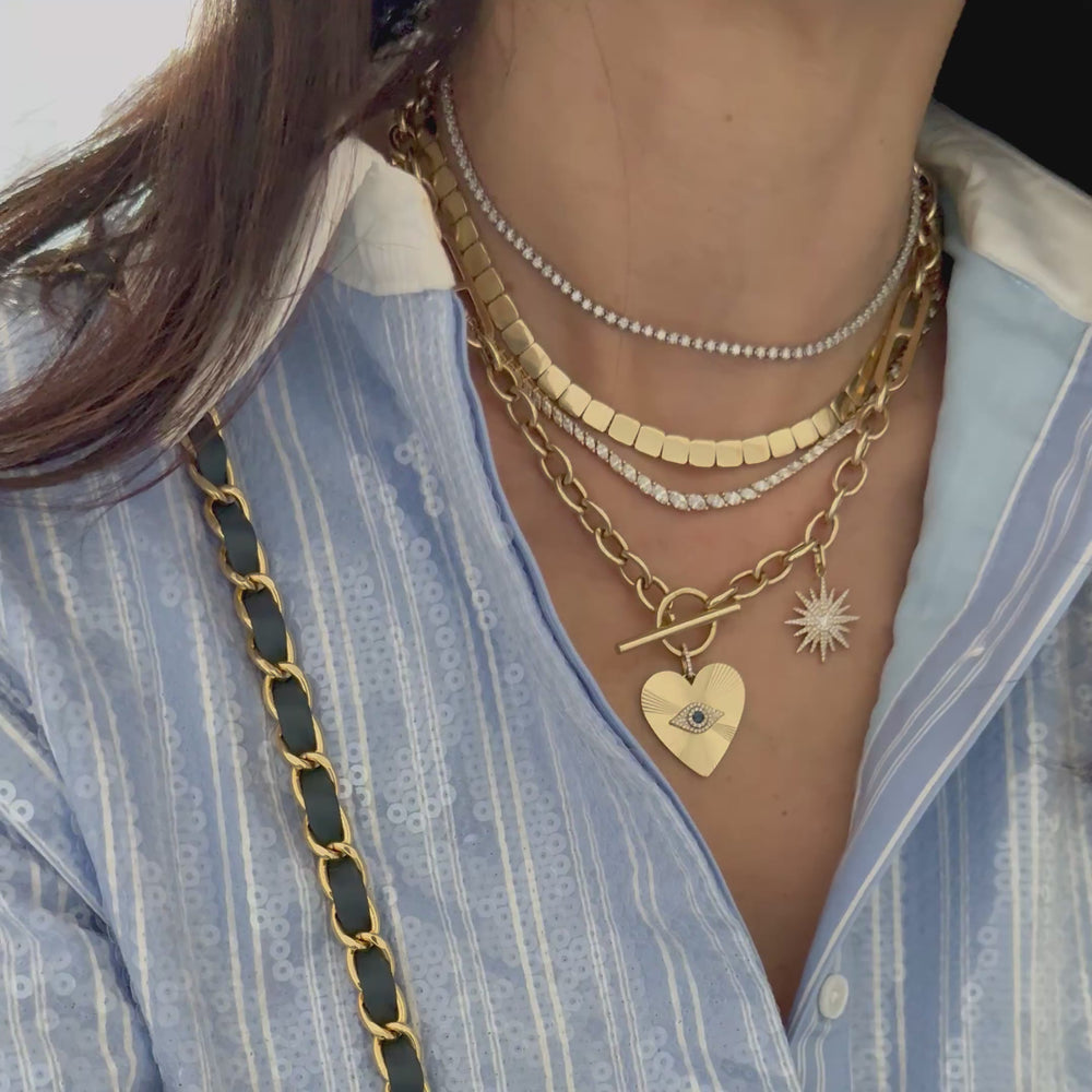 
                
                    Load and play video in Gallery viewer, 14KT Gold Mixed Links Toggle Charm Chain
                
            