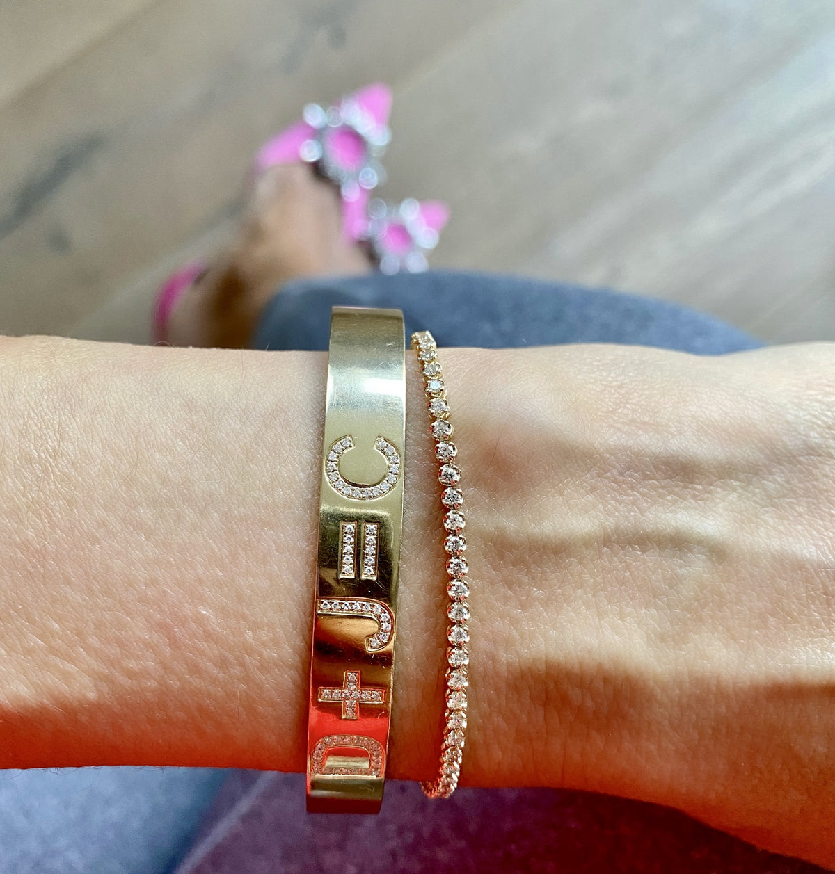 14KT Gold Diamond Louise Buttercup Set Tennis Bracelet