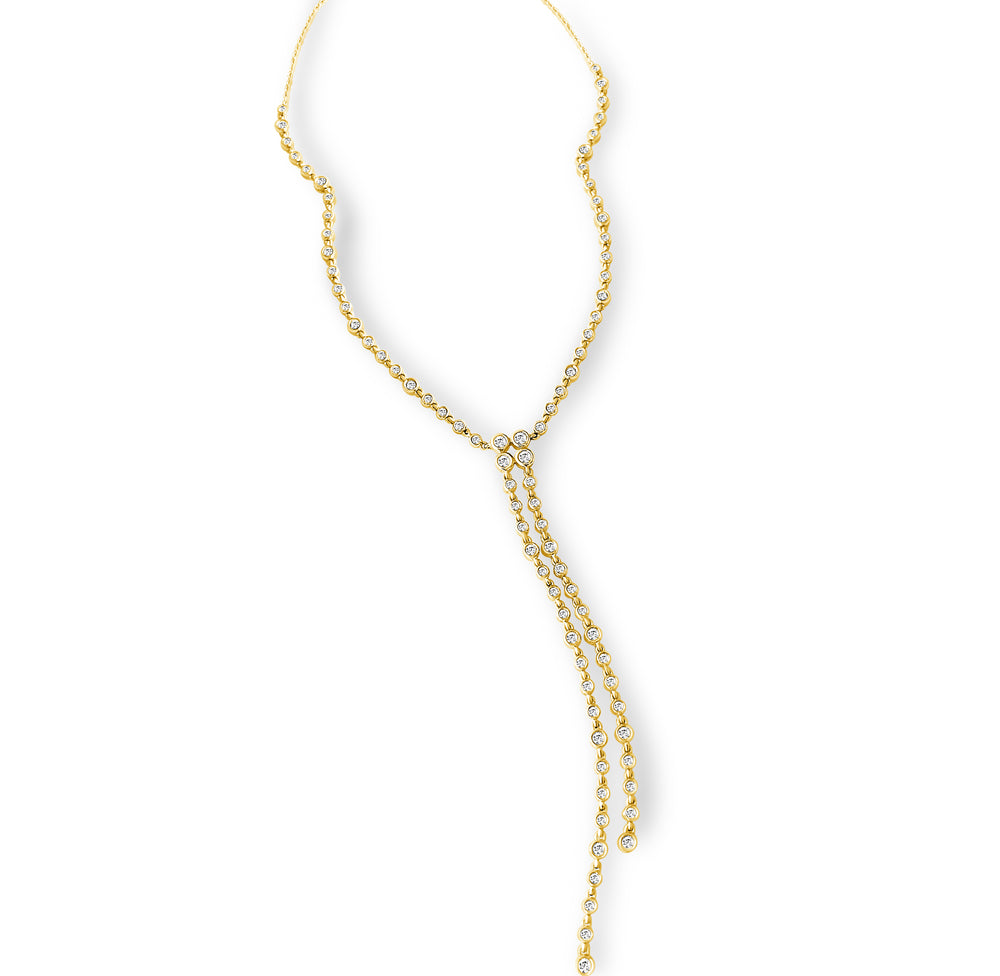 14KT Gold Diamond Brigitte Lariat Necklace
