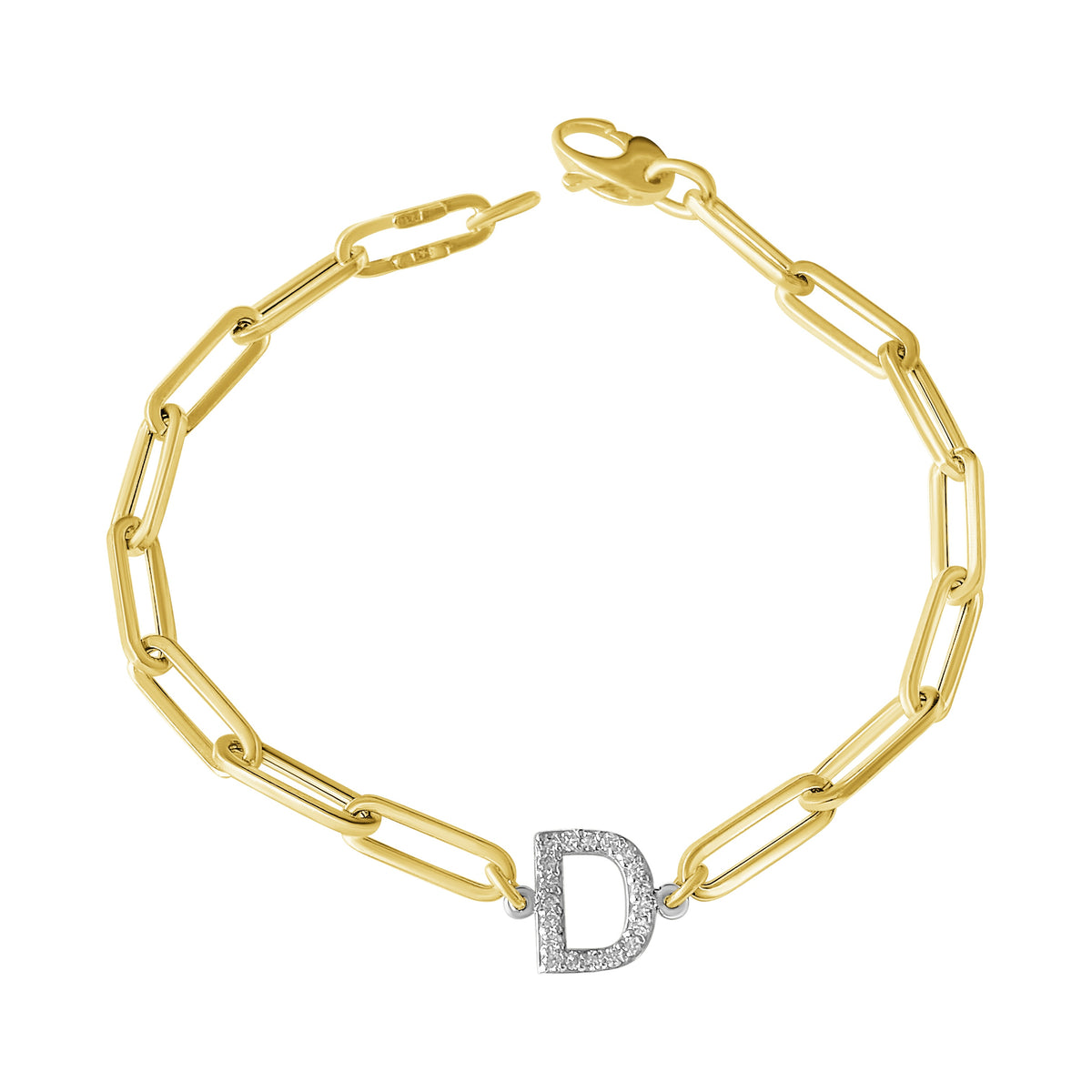 14KT Gold Diamond Custom Initial Link Bracelet