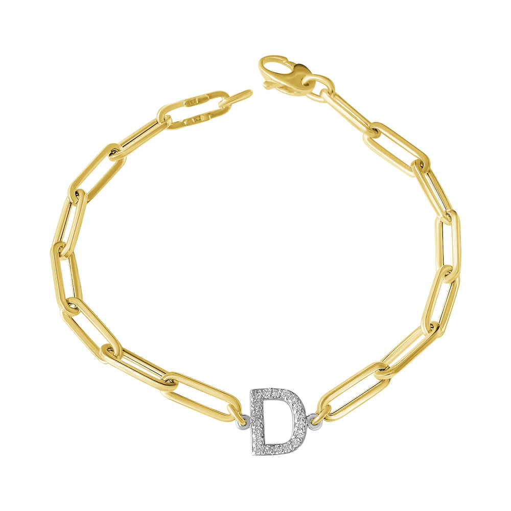 14K Yellow Gold Diamond Initial Link Bracelet N