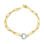 14KT Gold Diamond Initial Link Bracelet